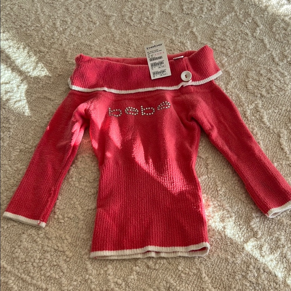 Bebe Red Button-Detail Sweater